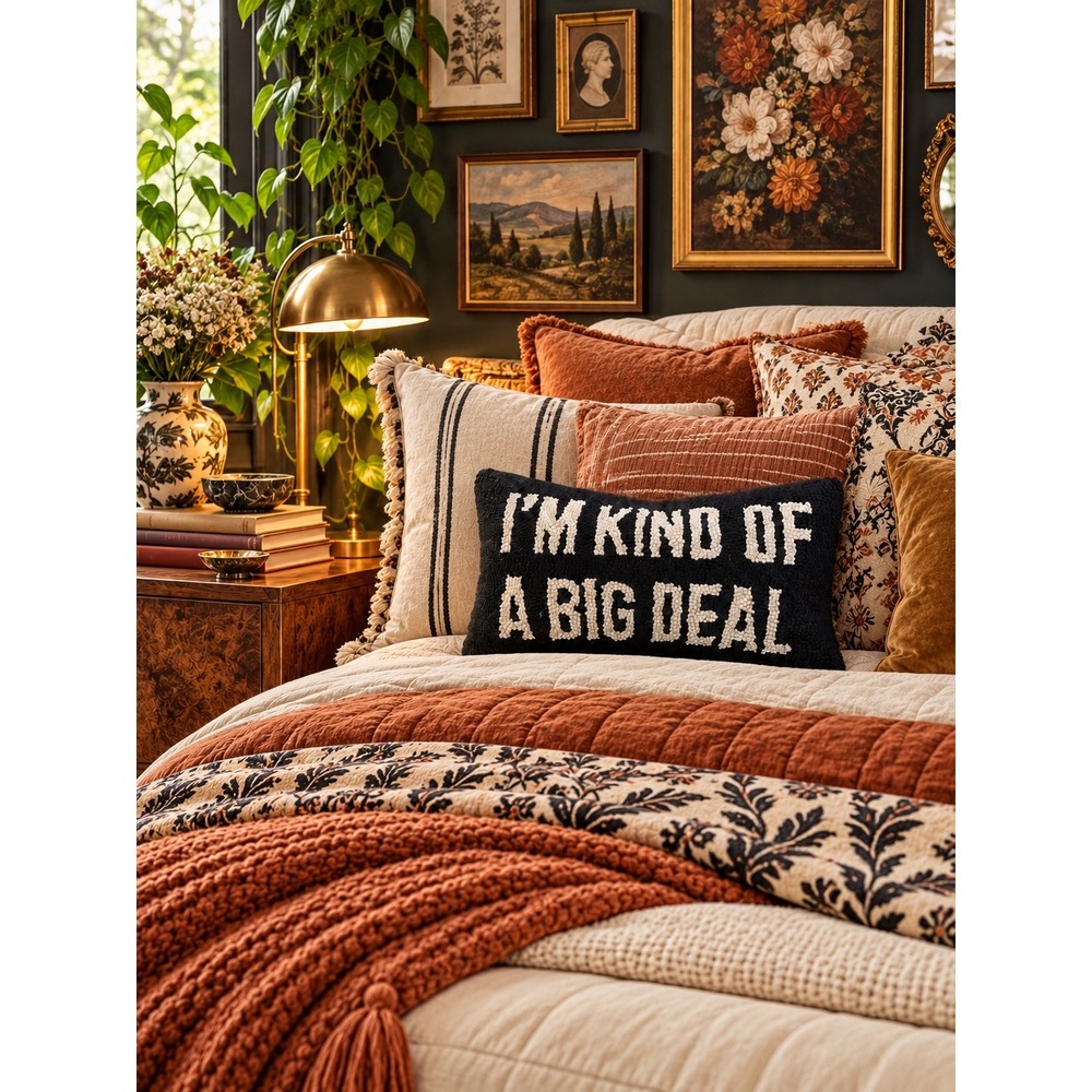 Peking Handicraft Big Deal Hooked Wool Lumbar Statement Pillow 9x16 NWT